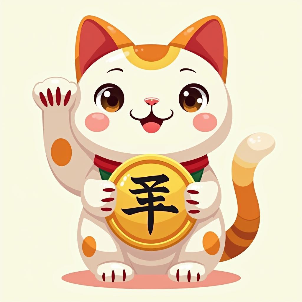 Hinh meo than tai vector don vang, mang den tai loc va may man cho nguoi thiet ke va nguoi xem, phu hop cho an pham tet.
